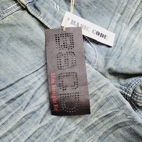 Basic Code Men's Grey Slim Straight Fit Size 36/34 Jeans - Picture 13 of 14